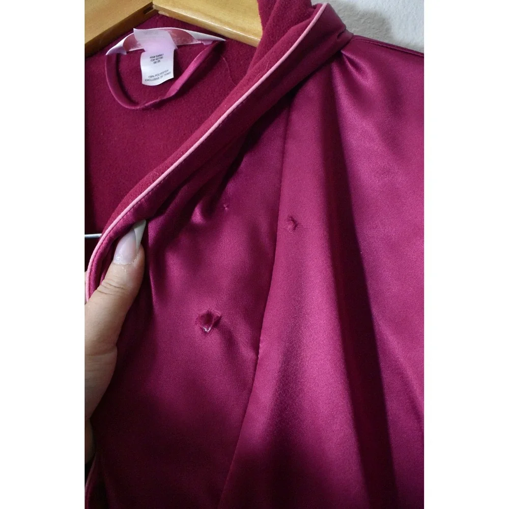 Victoria's Secret Robe Womens XS/S Magenta Pink Y2K Satin‎ Fleece Lined Long